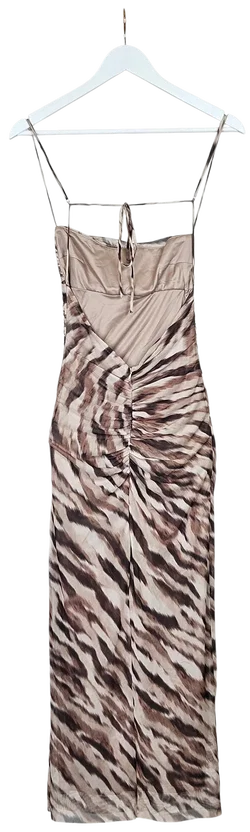 ZARA Damen Maxikleid mit Animal Print, braun - Gr. S - Bild 2