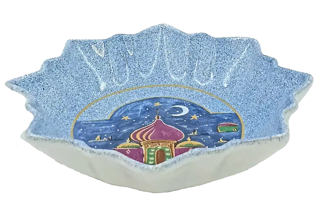 Weihnachtsteller blau gemustert - Bild 1