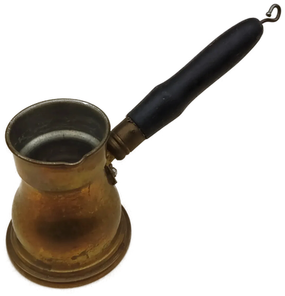 Traditionelle Mokkakanne aus Messing mit Holzgriff  – Bild 1
