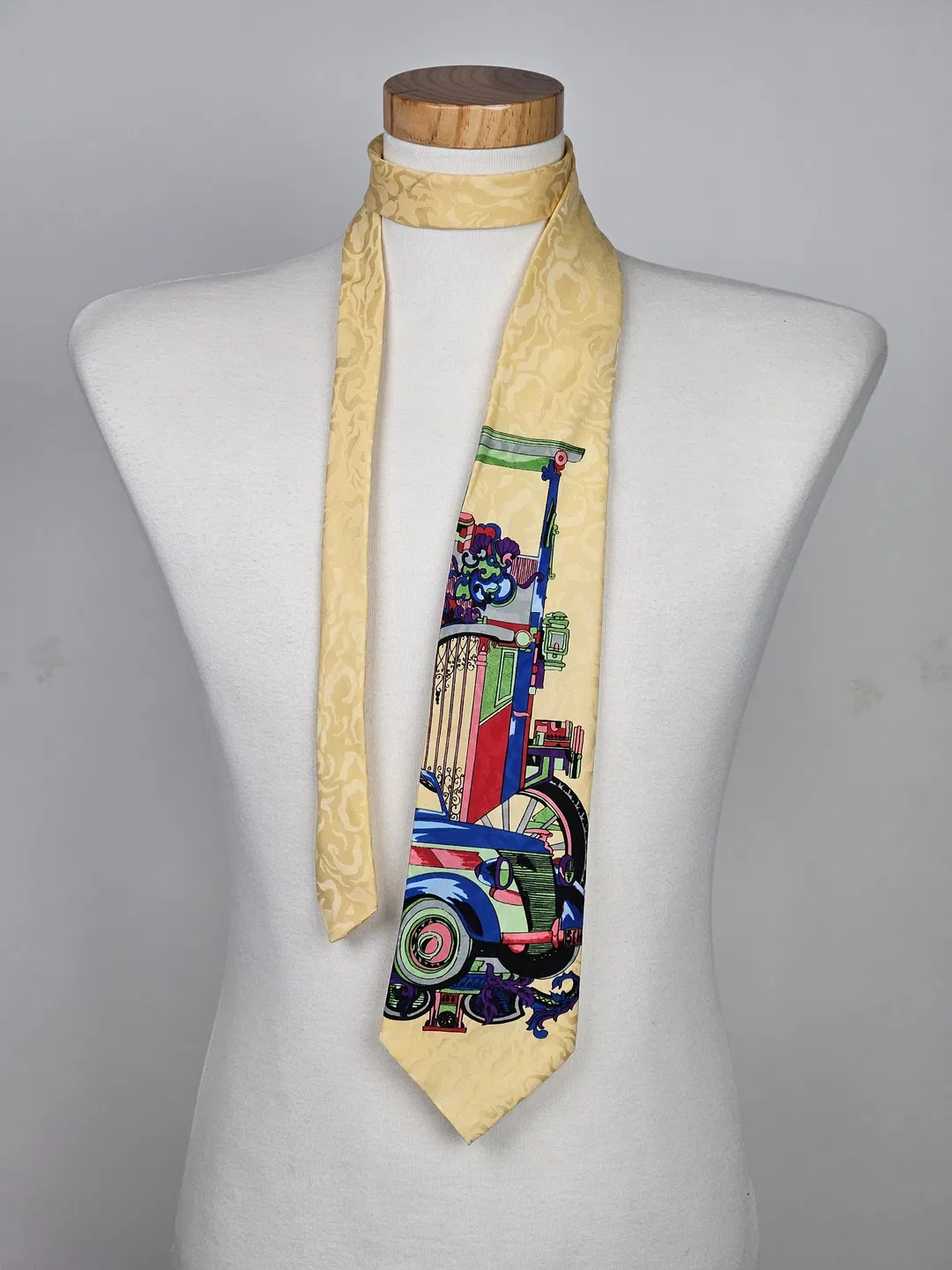 Seidenkrawatte Oldtimer-Klassik-Auto, gelb - Bild 4
