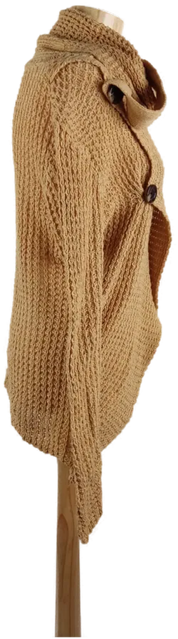 Asymmetrischer Damen Strickpullover mit Rollkragendetails, Braun, Gr. M - Bild 2