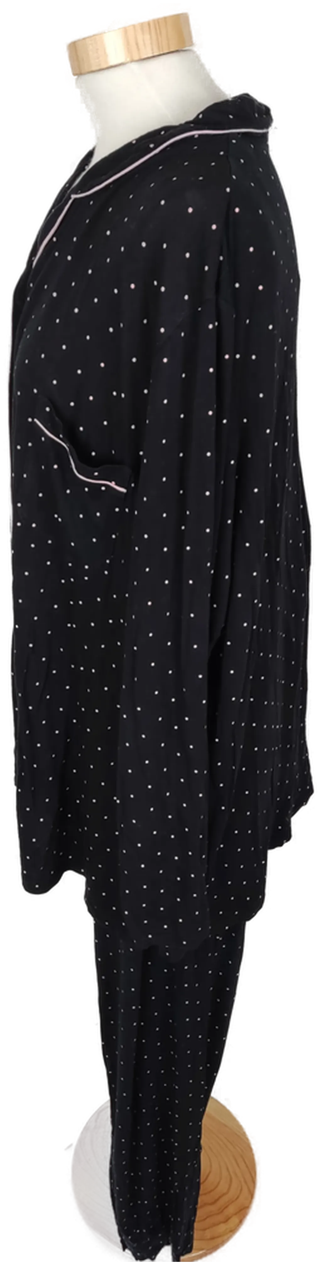 Pyjama "C&A", langarm mit Kragen, schwarz/gemustert mit Taschen, Größe XXL – Bild 3