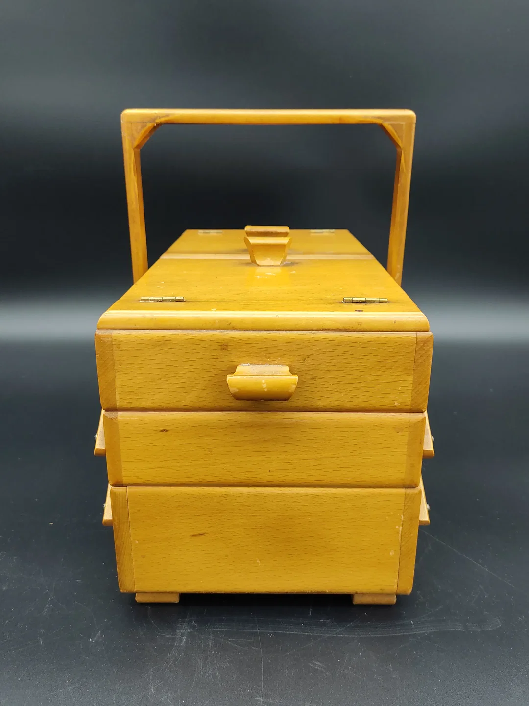 Kleines Vintage-Nähkästchen / Eiche – Bild 2