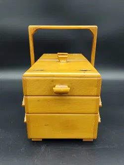 Kleines Vintage-Nähkästchen / Eiche - Bild 2