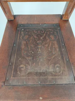 Antiker Holzsessel mit gedrechselten Füßen & Rattangeflecht - Bild 4