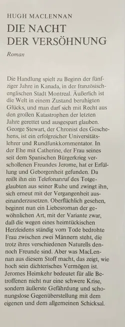 Die Nacht der Versöhnung - Hugh MacLennan - Bild 2