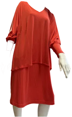 KIRSTEN KROG Design - festliches coral-rotes Damenkleid Gr. 50 Neu! - Bild 1