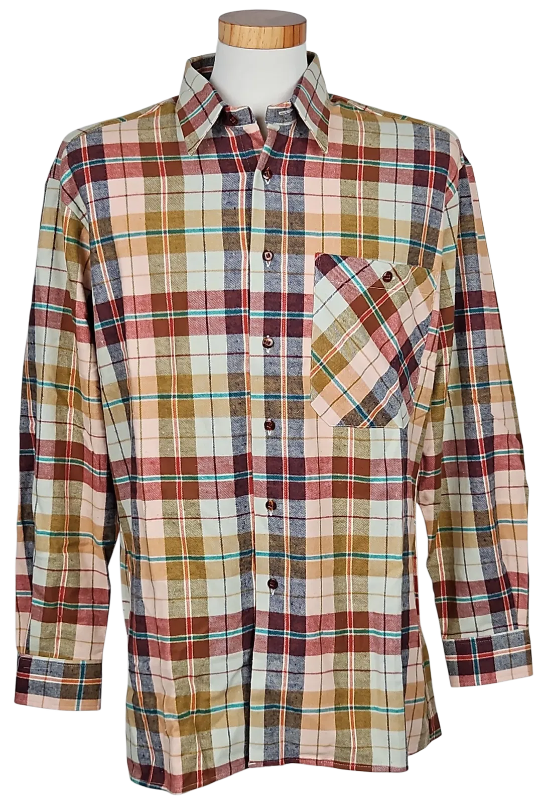 Piccini Vintage Herren Hemd, braun/grün - Gr. M  - Bild 4