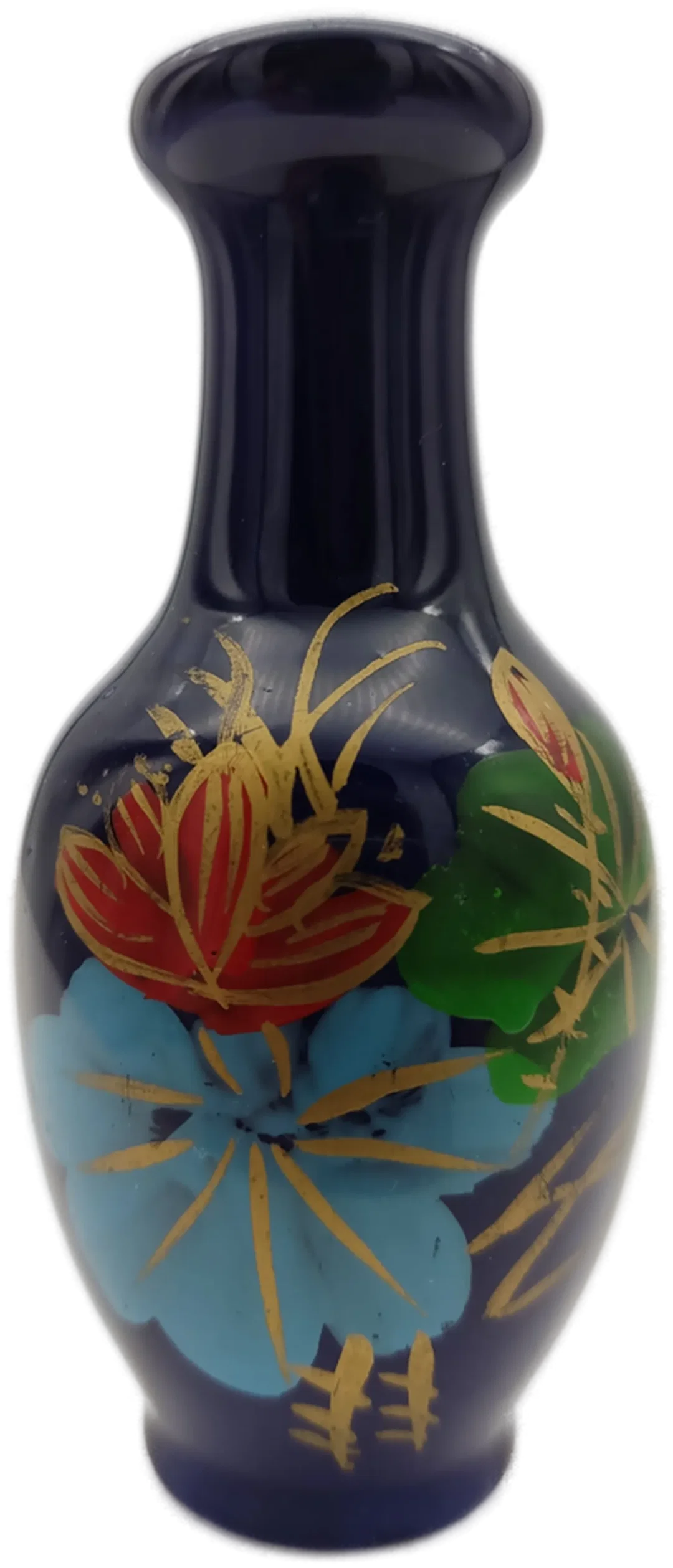 Kleine Kobalt-Keramikvase mit Blumenmotiv | Vintage-Schatz - Bild 1