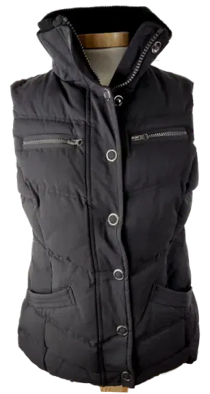 Steppjacke 'Amisu', ärmellos mit Stehkragen, schwarz mitTaschen, Größe 38 - Bild 1