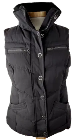 Steppjacke 'Amisu', ärmellos mit Stehkragen, schwarz mitTaschen, Größe 38 - Bild 1