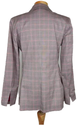 (NEU) United Colors of Benetton Damen Blazer rot/weiß/schwarz kariert - M/38 - Bild 2