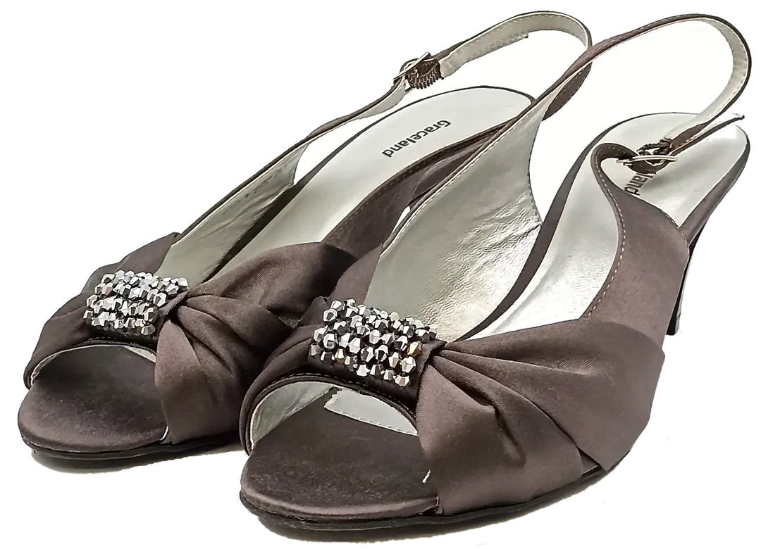 Graceland Damen Peeptoe Slingback Pumps grau/lila Gr. 38 – Bild 1