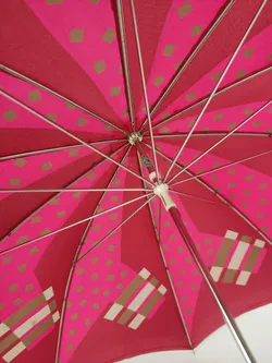 Vintage-Flanierschirm / Sonnenschirm / Damenschirm - weinrot-rosa-grau-braun gemustert - Bild 3