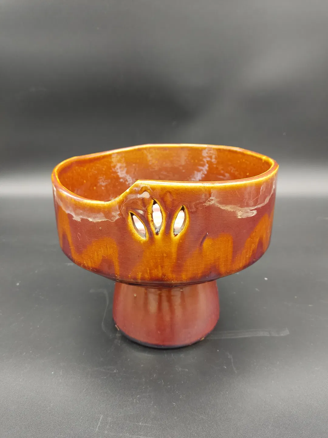 Vintage-Schale/Räucherschale mit Farbverlauf - ocker/braun  - Bild 4