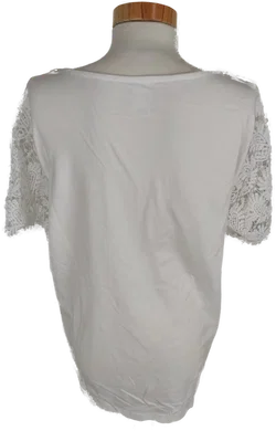 Trendiges Damen T-Shirt mit Spitze, kurzarm, weiß, Größe 44 - Bild 4