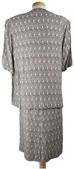 Kostüm kurzarm mit Rundhalsausschnitt, schwarz/weiß gemustert, Größe 46 - Bild 3