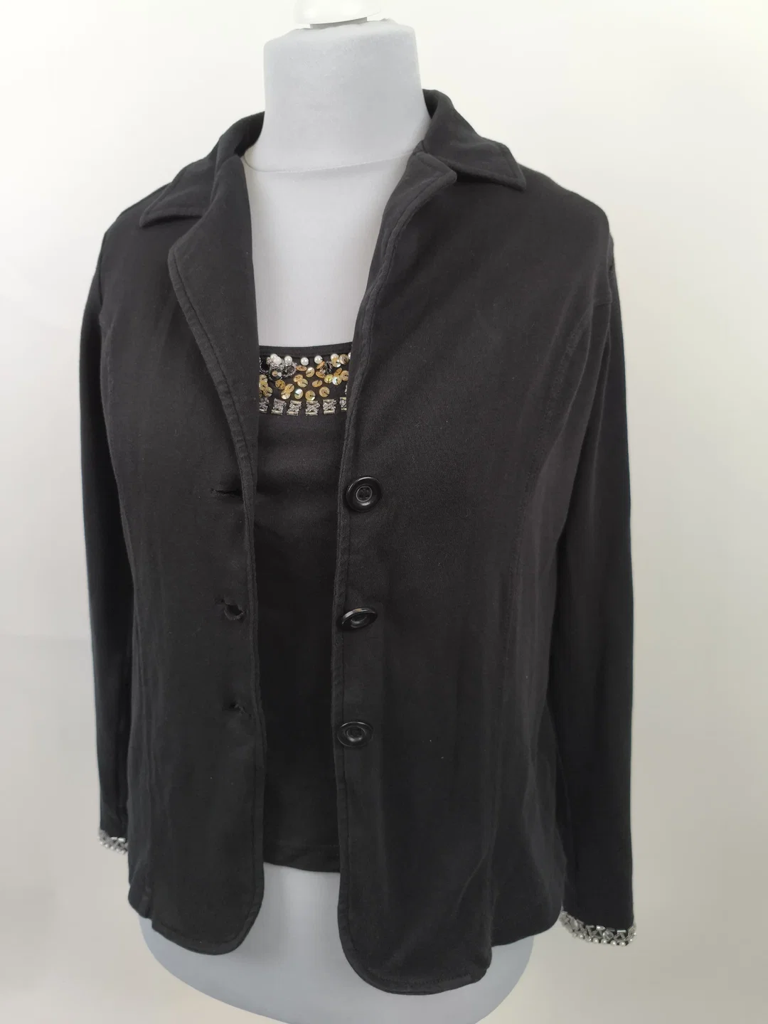 Heine, Perlentop und Jacke, Damen, Gr. 42, Zweiteiler, schwarz – Bild 2