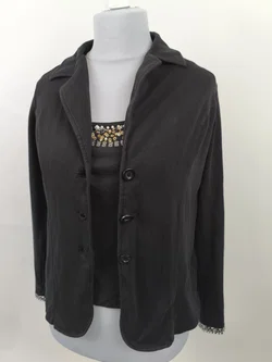 Heine, Perlentop und Jacke, Damen, Gr. 42, Zweiteiler, schwarz - Bild 2