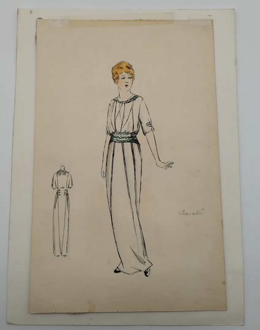 Antiquarische Aquarell Zeichnung von Scarabe, 1913 - Original - Bild 1