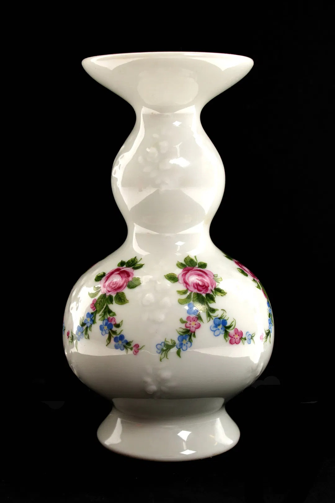 Weiße Porzellanvase mit Rosen- und Vergissmeinnicht-Dekor – Wallendorfer Porzellan, Höhe ca. 13,5 cm - Bild 4