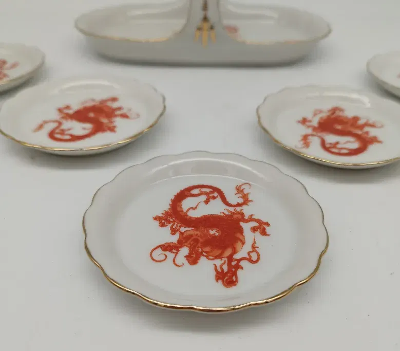 Art Deco Königszelt Porzellan Set „Roter Drache“ – 6 Teile, sehr gut erhalten - Bild 1