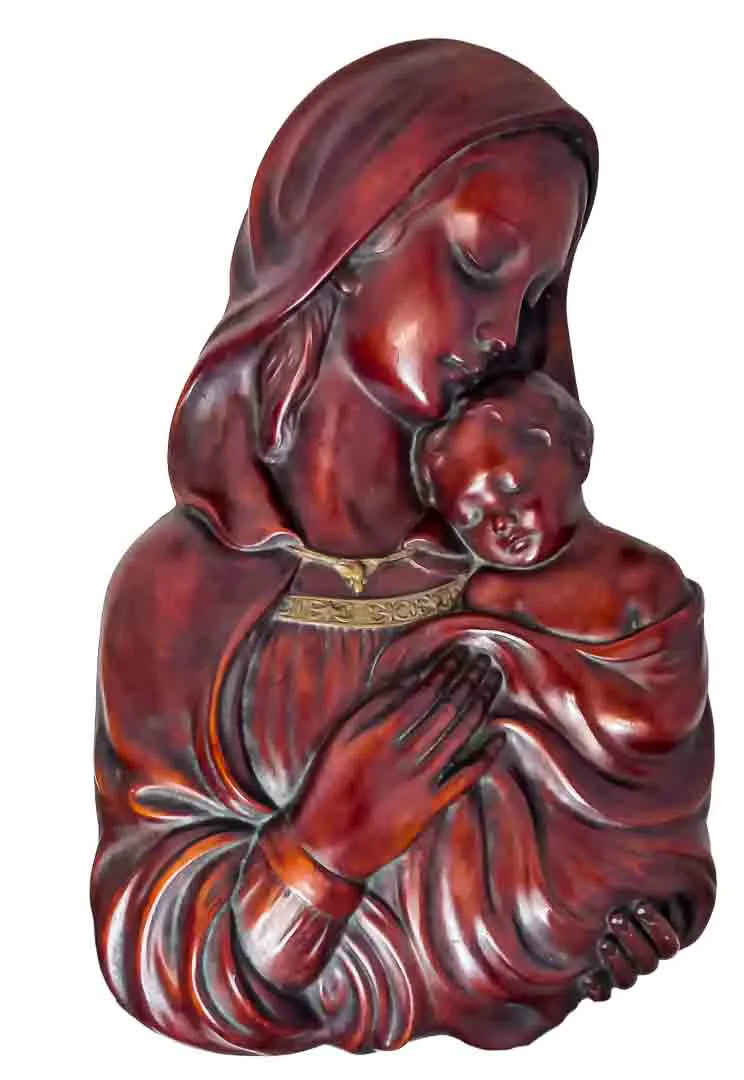 Achatit Madonna mit Kind Wandrelief Naturstein Handarbeit 1845H ca. 37,5cm - Bild 4