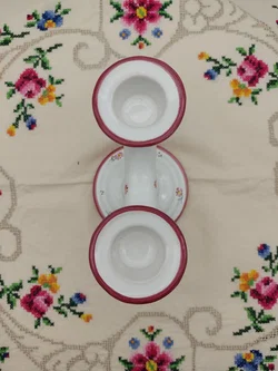 Doppelkerzenständer aus Keramik mit Blumendekor, handarbeit, neuwertig Höhe 10,5cm – Vorschau 4