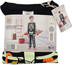 L&D Kinder-Halloween-Pyjama Glow in the Dark #4, schwarz - Gr- 134/140