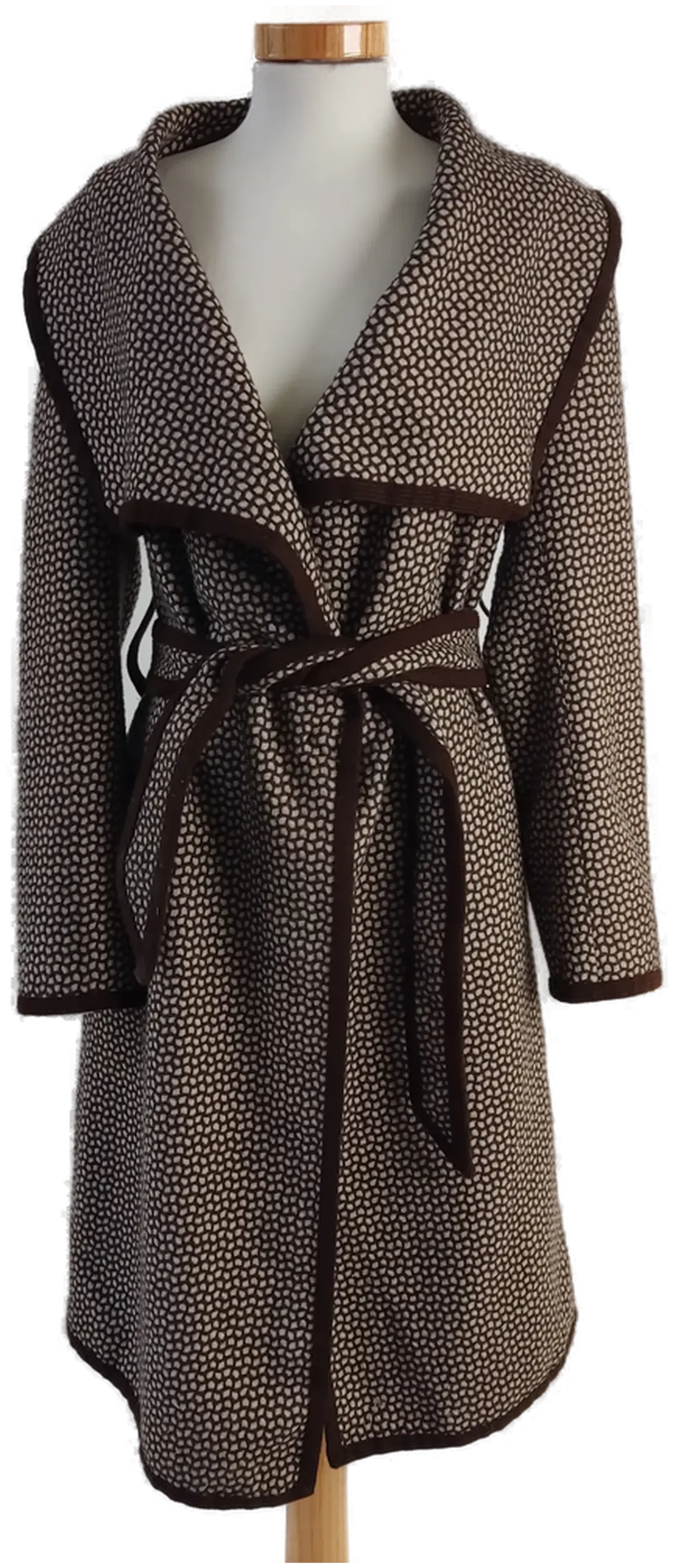 Braunweiß Gemusterter Wollmisch Damenmantel - 4//40 - Bild 4