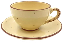 Gollhammer Keramik creme/braun - Kaffeetassen mit Untertassen Set 6-teilig – Vorschau 2