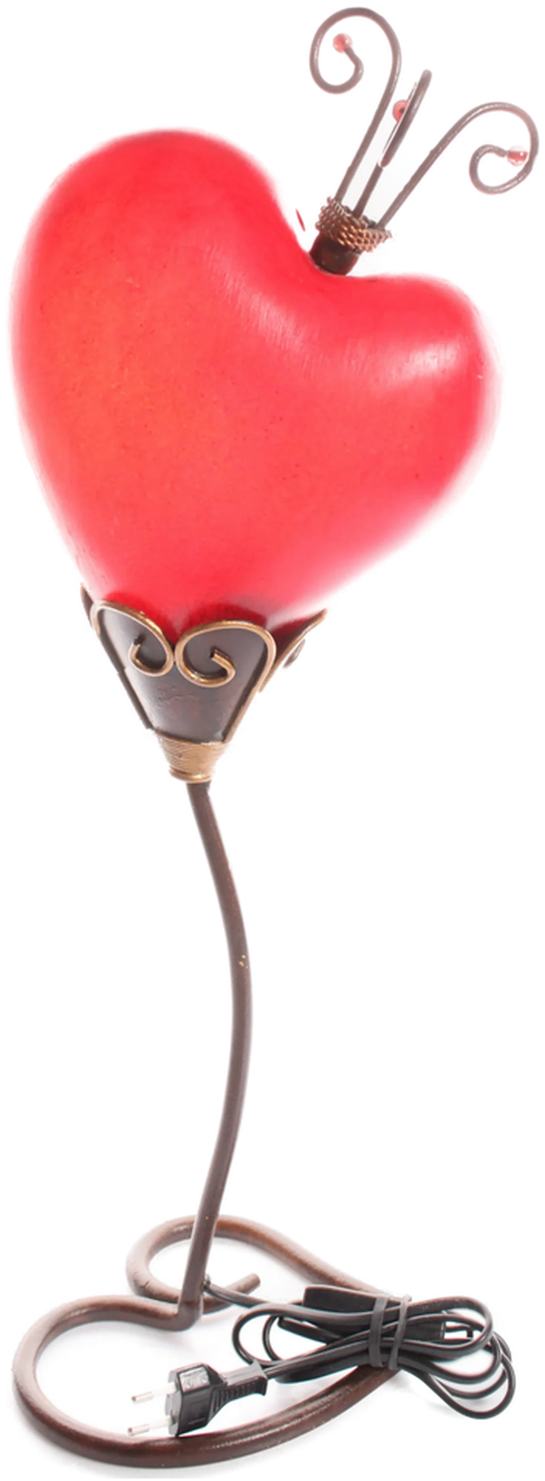 2× Tischlampe Herzform rot – romantische Deko-Leuchten aus Metall & Glas – Höhe ca. 55 cm – Bild 2