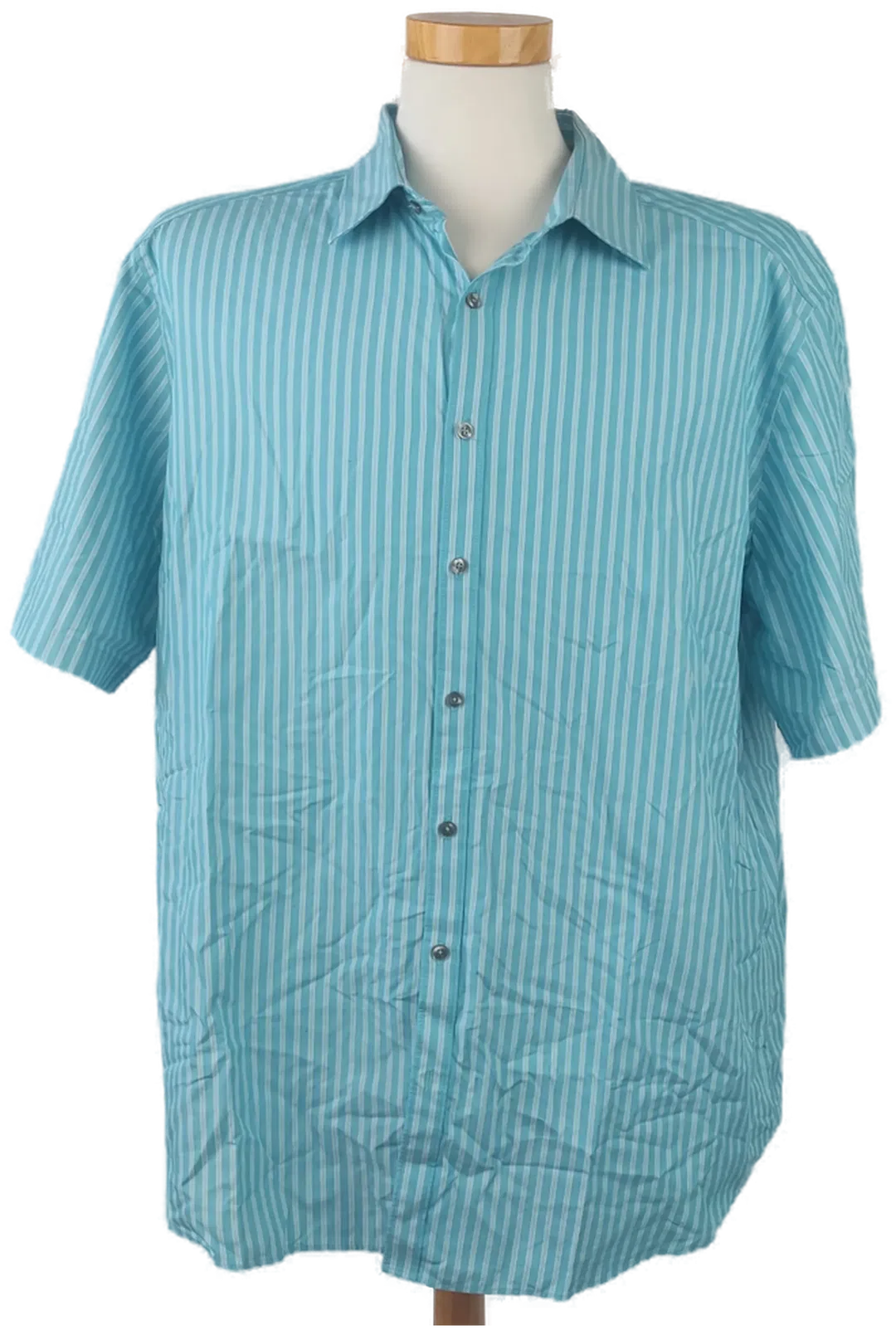 Angelico Litrico Herrenhemd Kurzarm hellblau gestreift - Gr. XXL 45/46 - Bild 4