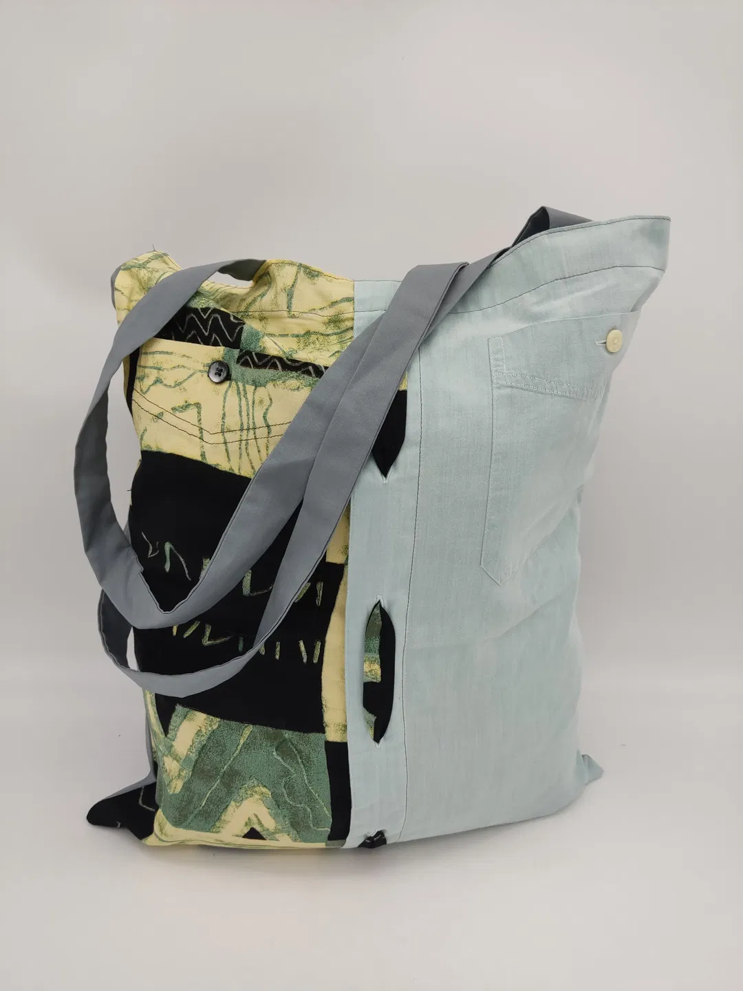 Tragtasche Stoff mehrfarbig + Henkel - Bild 4