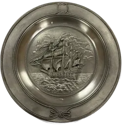 Zinnteller groß Set Schiffe 22cm - Bild 2