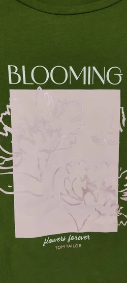 Tom Tailor Damen T-Shirt Grün Mit Rosa Blumenprint | Jeans-Begleiter - Bild 6