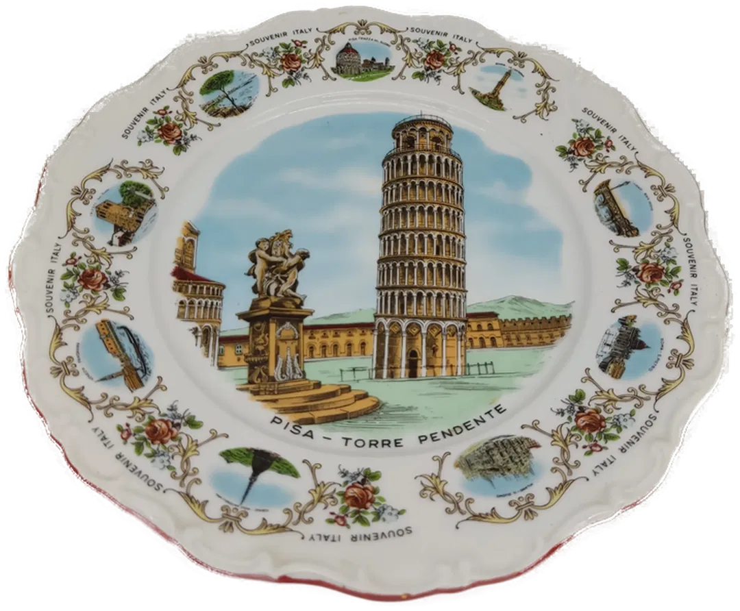 Seltmann Weiden Porzellan Wandteller mir dem schiefen Turm von Pisa als Motiv. - Bild 4
