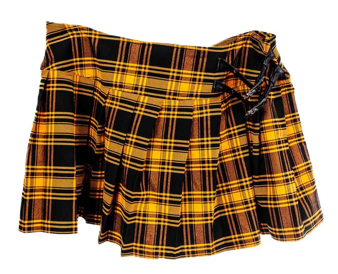 KILLSTAR Mini-Rock Kilt schwarz/braun/orange Tartan XXL - Bild 4