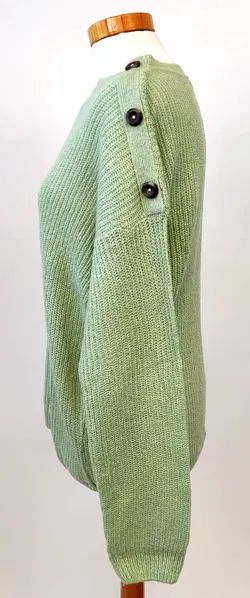 Beloved Women Damen Strickpullover hellgrün mit Schulterknöpfen - Gr. M - Bild 3