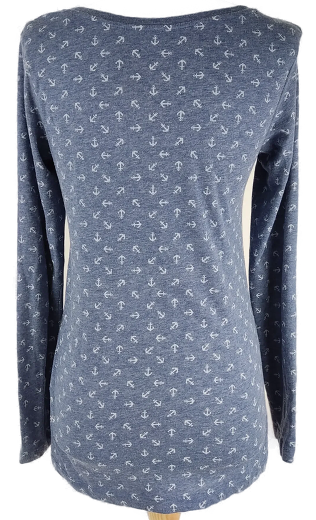 T-Shirt "Atmosphere", langarm mit Rundhalsausschnitt, graublau mit Muster, Größe 38 – Bild 3