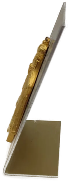 Decko "Madonna von Mariazell", goldfarbenes Metall, zum Aufstellen, Größe ca. 6 x 10 cm  – Bild 2