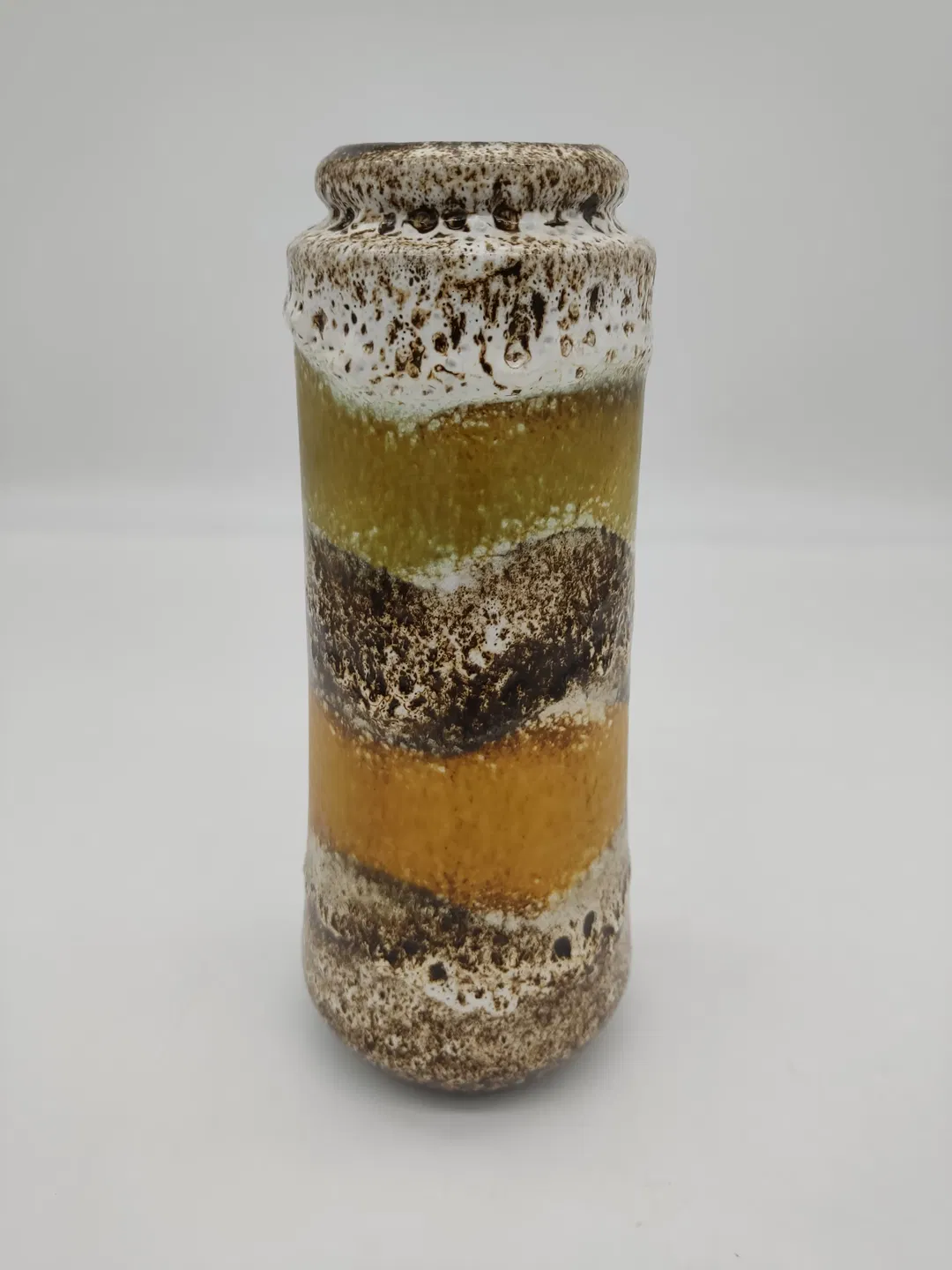 West Germany Vintage-Vase - gelb/braun/oliv/weiss - Bild 1
