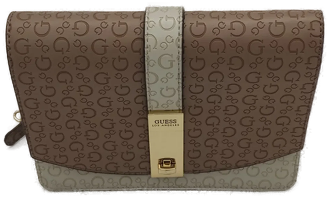  Guess Handtasche mit Logo-Muster in Braun-Beige – Bild 2