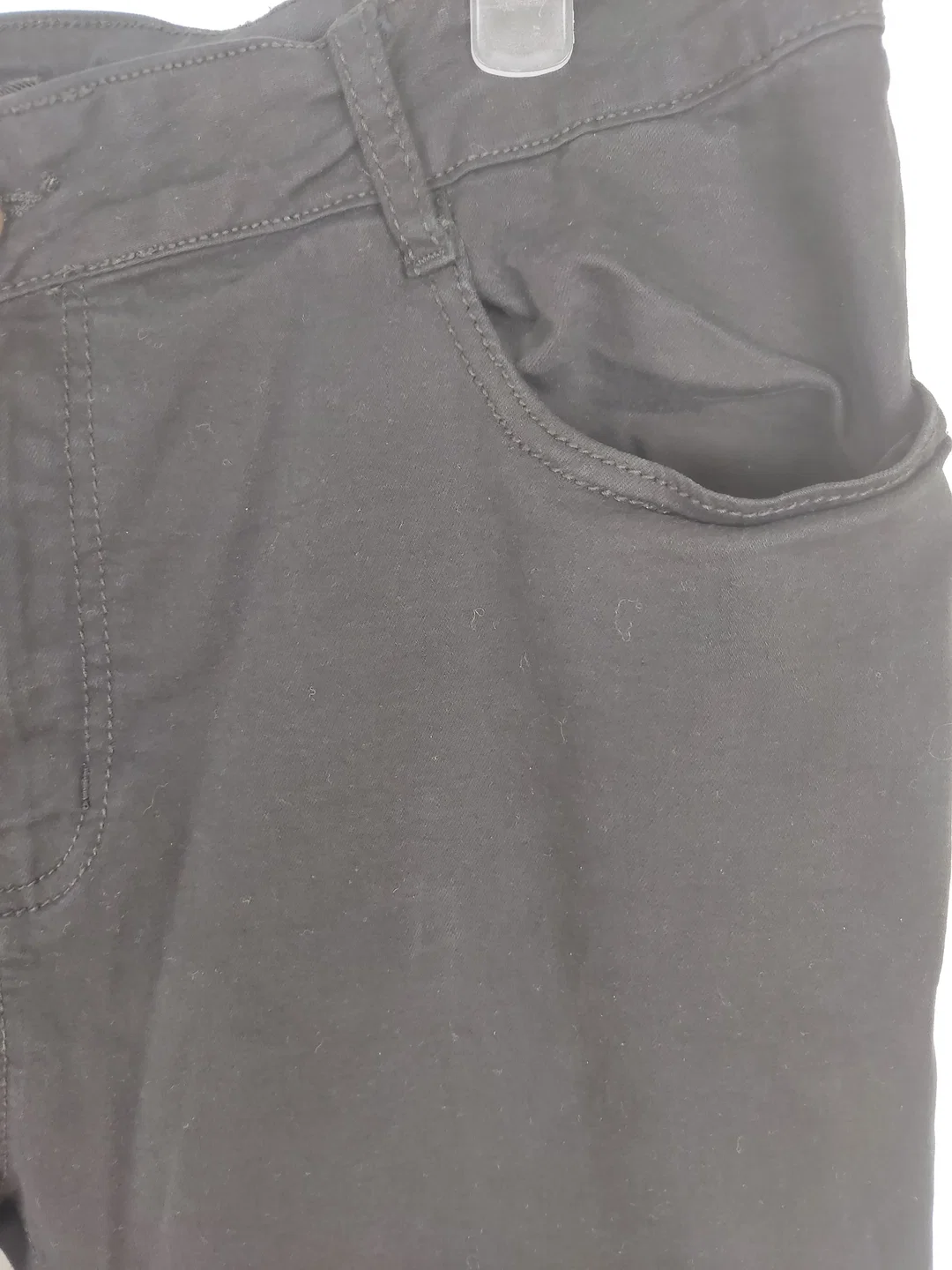 Jeans "Miss Bonbon", lang mit Stretch, schwarz mit Taschen, Größe L (geschätzt) – Bild 2