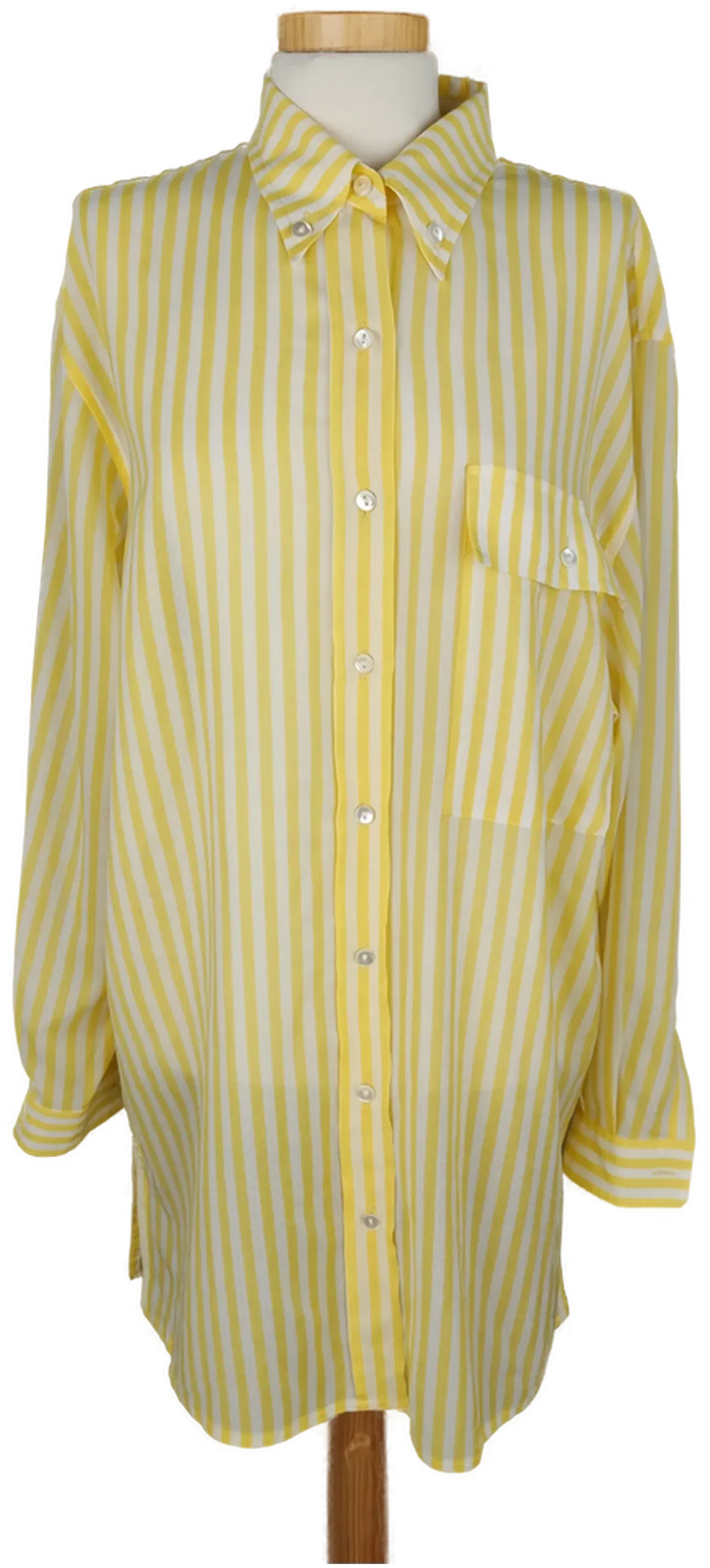Transparente Damenbluse gelb-weiß gestreift - XXL/44 - Bild 1