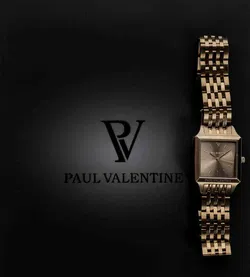 Paul Valentine Armbanduhr, eckig, 2cm, goldfarbenes Gliederarmband - Bild 3