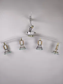 Deckenlampe, Metall/Holz/Glas - Bild 1