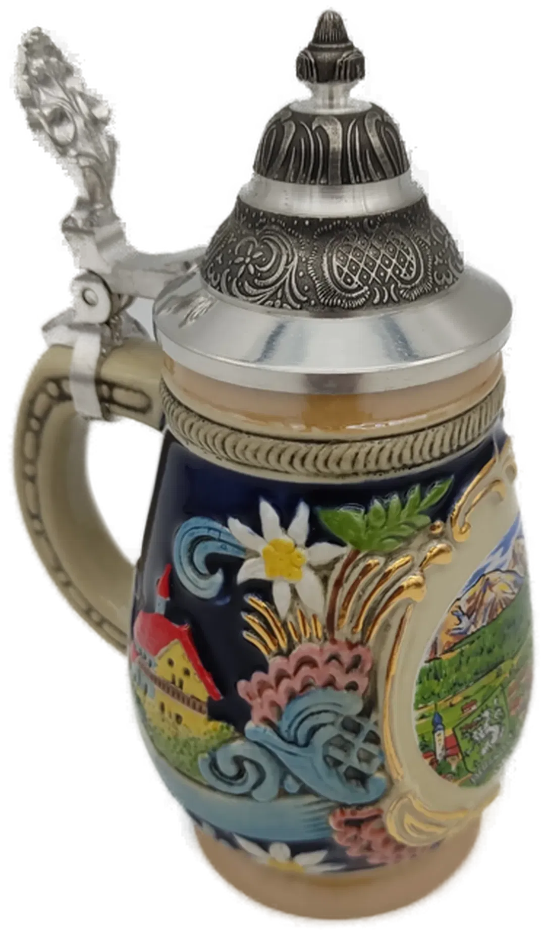 Handbemalter Bierkrug mit Messingdeckel - Bild 4
