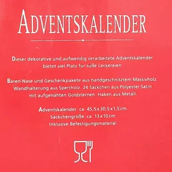 Adventskalender handgeschnitzt und handbemalt mit 24 Säckchen zum Befüllen - Bild 4