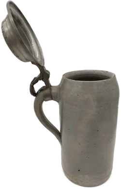 Bierkrug Steinzeug mit Geprägter Zinndeckel  1 L | Mit Charakterspur - Bild 6